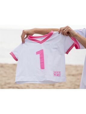 Kids White & Pink '1' Sports Jersey